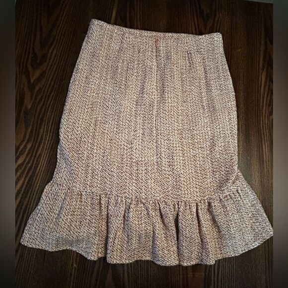 Anthropologie x Samantha Dru Tweed Wrapped Ruffle Hem Skirt Coral Peach womens 6 - Picture 12 of 16